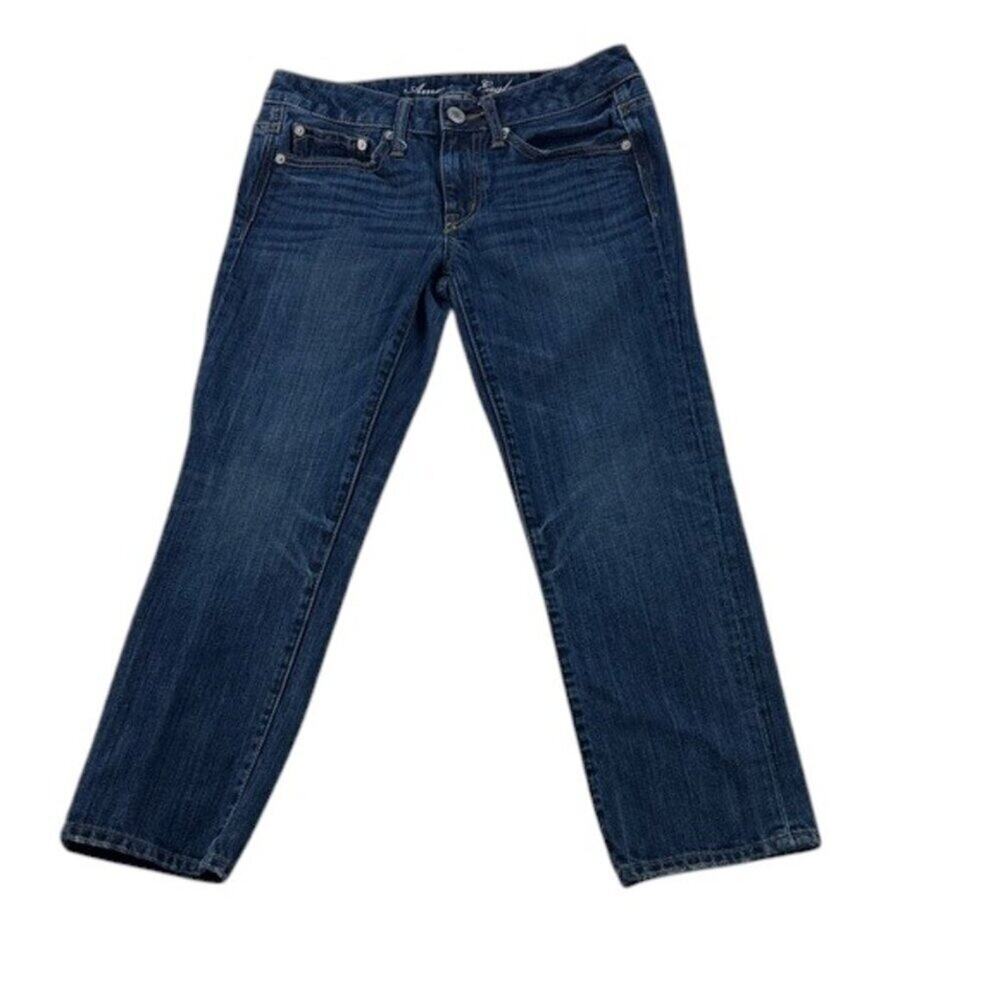 American Eagle Boy Fit Crop Jeans Low Rise Size 0